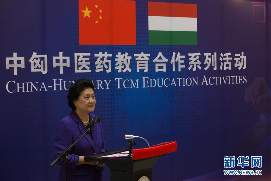 6月18日，在匈牙利布達(dá)佩斯，中國(guó)國(guó)務(wù)院副總理劉延?xùn)|出席中匈中醫(yī)藥教育合作系列活動(dòng)時(shí)講話。中國(guó)國(guó)務(wù)院副總理劉延?xùn)|18日在布達(dá)佩斯考察匈牙利塞梅爾維斯醫(yī)科大學(xué)并出席中匈中醫(yī)藥教育合作系列活動(dòng)。 新華社發(fā)（弗爾季&middot;奧蒂洛攝）