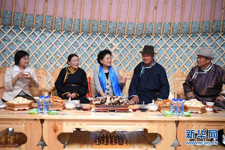 8月10日，中共中央政治局委員、國務(wù)院副總理、中央代表團副團長劉延?xùn)|率中央代表團二分團來到呼倫貝爾，把以習(xí)近平同志為核心的黨中央的親切關(guān)懷和全國人民的美好祝福帶給當(dāng)?shù)馗髯甯刹咳罕姟＿@是劉延?xùn)|在呼倫貝爾市陳巴爾虎旗與當(dāng)?shù)啬撩裼H切交談。新華社記者 連振 攝