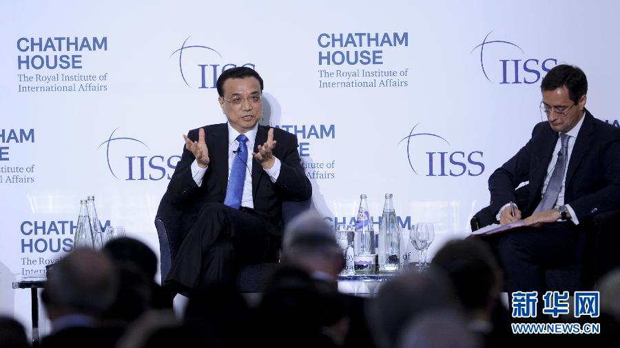 6月18日，國務院總理李克強在倫敦金融城市長官邸面向英國皇家國際問題研究所和國際戰(zhàn)略研究所兩大智庫發(fā)表題為《共建包容發(fā)展的美好世界》的演講。新華社記者 張鐸 攝 