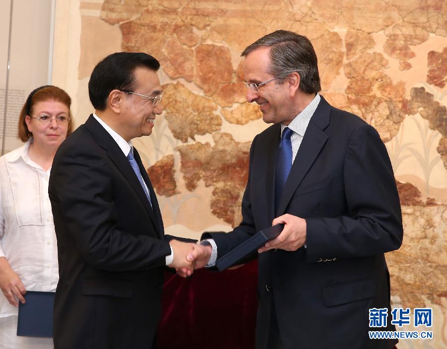 6月21日，國務(wù)院總理李克強(qiáng)與希臘總理薩馬拉斯共同出席希臘伊拉克利翁博物館新館開館儀式并發(fā)表講話。 新華社記者 龐興雷 攝