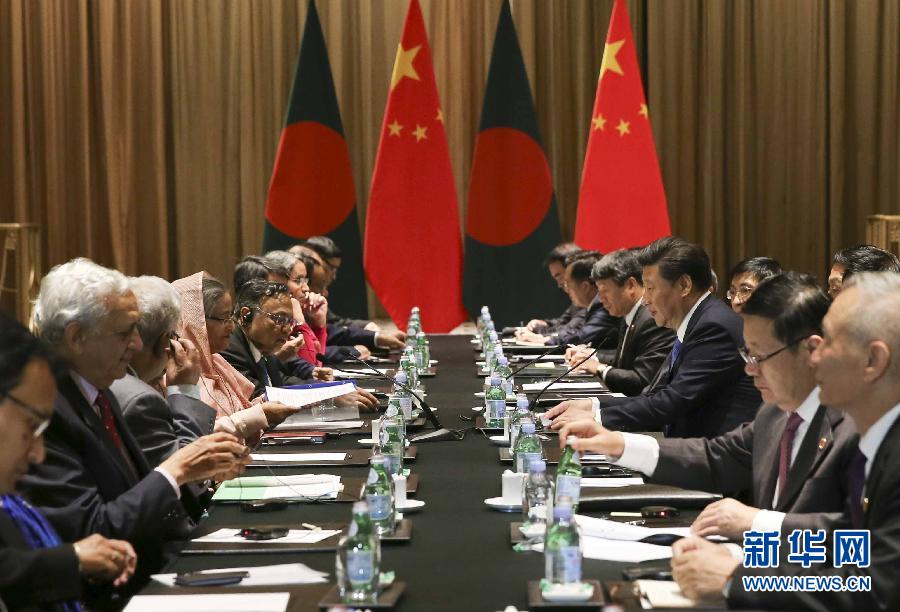 9月26日，國家主席習(xí)近平在紐約會(huì)見孟加拉國總理哈西娜。新華社記者蘭紅光攝 