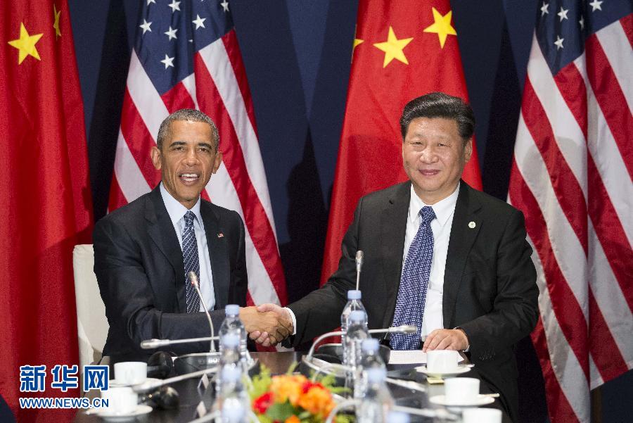 11月30日，國家主席習(xí)近平在巴黎會見美國總統(tǒng)奧巴馬。新華社記者黃敬文攝