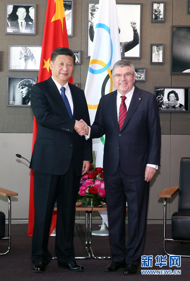 1月18日，國(guó)家主席習(xí)近平在瑞士洛桑國(guó)際奧林匹克博物館會(huì)見國(guó)際奧林匹克委員會(huì)主席巴赫。 新華社記者 姚大偉 攝