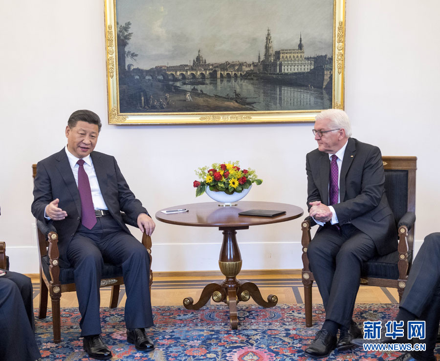 7月5日，國家主席習(xí)近平在柏林會(huì)見德國總統(tǒng)施泰因邁爾。 新華社記者李學(xué)仁 攝