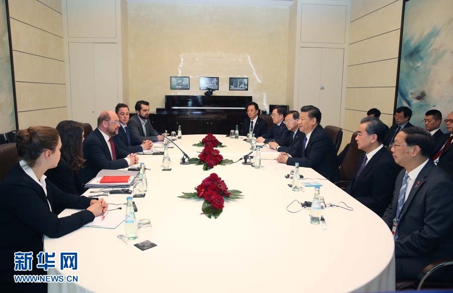 7月6日，國家主席習(xí)近平在柏林會(huì)見德國社會(huì)民主黨主席舒爾茨。新華社記者 姚大偉 攝